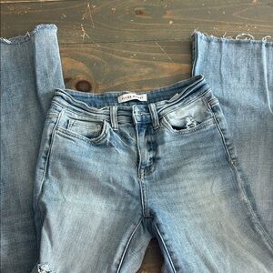 Flying Monkey Light Wash Boyfriend Jeans with Frayed Hem